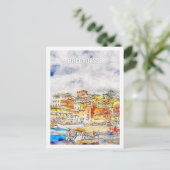 ボカダッセイタリア有名な旅行プレイスウォーターカラー ポストカード (スタンド正面)