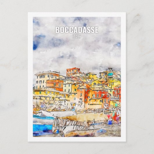 ボカダッセイタリア有名な旅行プレイスウォーターカラー ポストカード (正面)