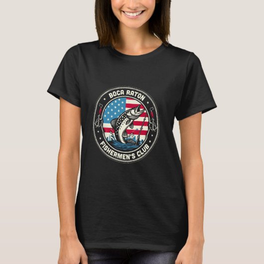ボカラトン釣り人クラブアメリカ国旗フィッシング Tシャツ (正面)