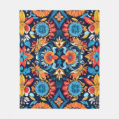 ボカラフルホフローラエレガンス鮮やかマンダラ フリースブランケット (正面)