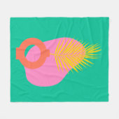 ボカラフルホ抽象芸術植物形緑 フリースブランケット (正面(横))