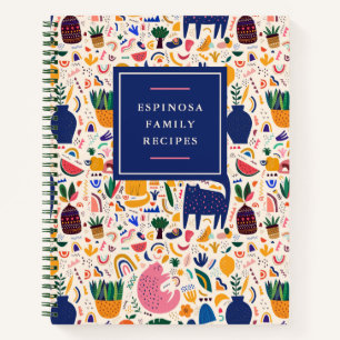 . .ボカラフルホ砂漠猫パターンファミリーレシピ ノートブック