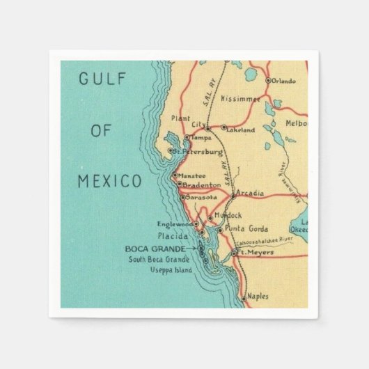 ボカ・グランデ ユセパ フロリダ ナプキン スタンダードカクテルナプキン (正面)