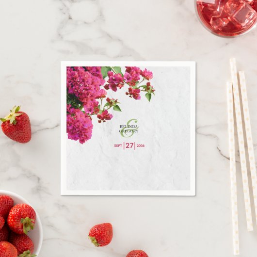 ボガインビラ地中海のギリシャ結婚島 スタンダードカクテルナプキン (インサイチュ)