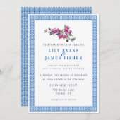 ボガインビラ地中海のギリシャ鍵招待状 招待状 (正面/裏面)