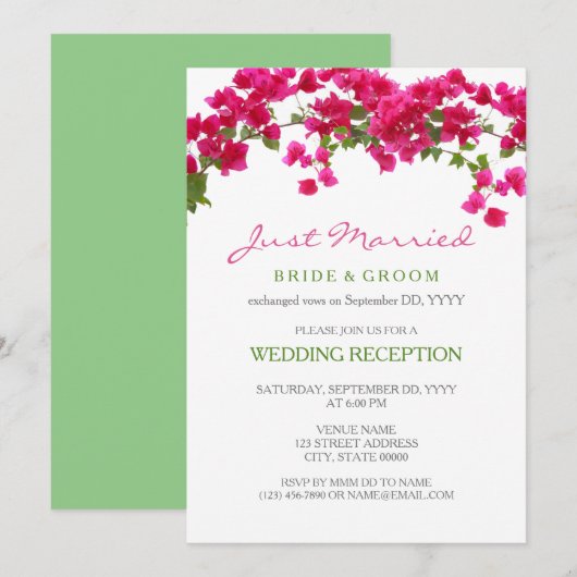 ボガインビリアのトロピカルな挙式が秘密裏に 招待状 (正面/裏面)