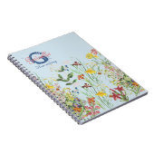 ボガーリーかわいらしタニカルフローラハーブ名モノグラム ノートブック (右側)