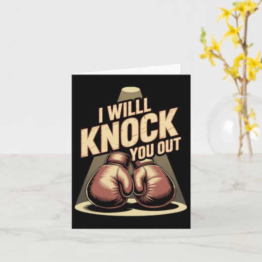 ボクおもしろいサーがボクシング手袋を叩いてクノ カード (黄色い花)