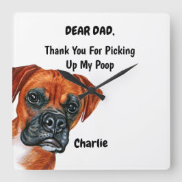 ボクおもしろいサーパパ水彩犬芸術 スクエア壁時計