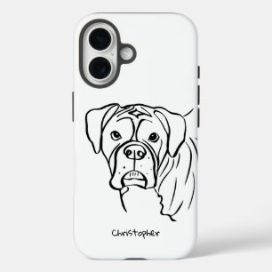 ボクお洒落サー:編集可能文字ラインアートフォンCas iPhone 16ケース