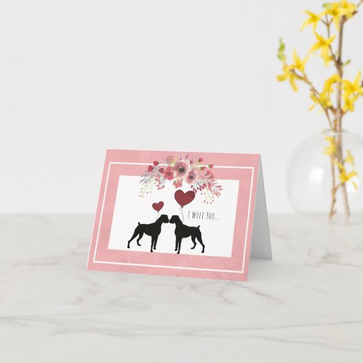 ボクかわいらしサー犬バレンタイン カード (黄色い花)