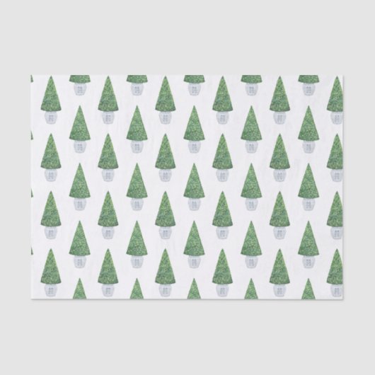 ボクウクラシックッドのトピアリーと青い白の中国のポット 薄葉紙 (正面)