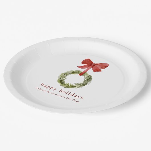 ボクウッドクリスマスリースレッドボウ ペーパープレート (アングル)