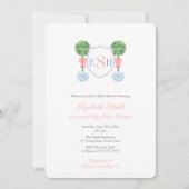 ボクウッドモノグラムジンジャージャガーガールガールベビーシャワーパーティー 招待状 (正面)