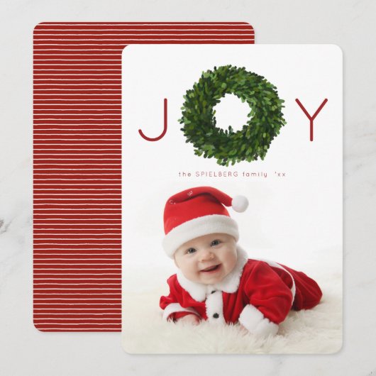 ボクウッドリースクリスマスホリデーフラットカード 招待状 (正面/裏面)