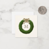 ボクウッドリース素朴弓カスタム付きモノグラムの ノートカード (正面/裏面インサイチュ)