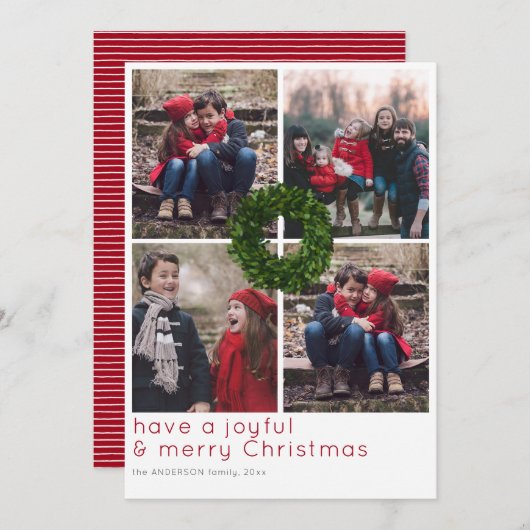 ボクウッドリース4グリッドクリスマスホリデー シーズンカード (正面/裏面)