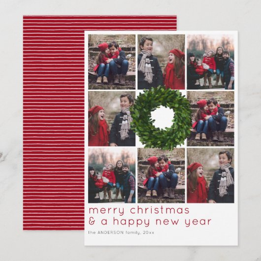 ボクウッドリース8グリッドクリスマスホリデー シーズンカード (正面/裏面)