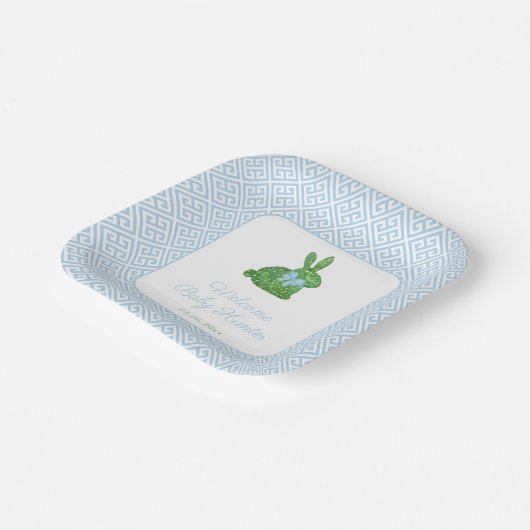 ボクウッド名門私立校風のバニー男の赤ちゃんシャワー ペーパープレート (傾斜あり)