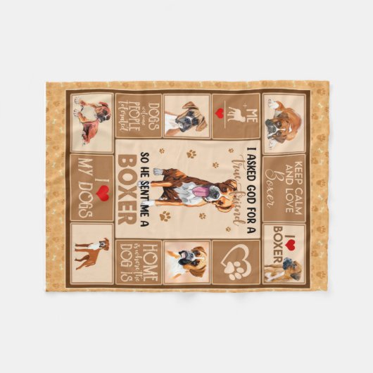 ボクサパーソナライズされたー犬用毛布，犬好きの贈り物 フリースブランケット (正面(横))