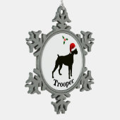 ボクサパーソナライズされたー犬 スノーフレークピューターオーナメント (左)