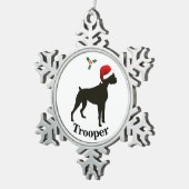 ボクサパーソナライズされたー犬 スノーフレークピューターオーナメント (右)