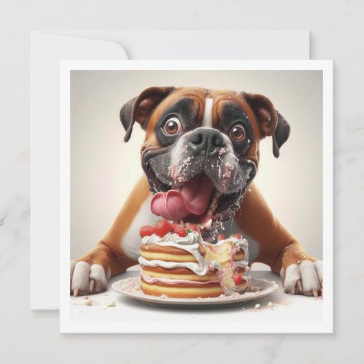 ボクサーおもしろいカード、ボクサー誕生日招待状 招待状 (正面)