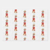 ボクサーおもしろいクリスマスドッグとホリデープレイド ラッピングペーパーシート (正面2)