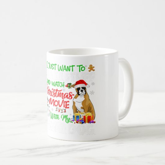 ボクサーおもしろいサンタハットクリスマスペットラバーギフトアイディア コーヒーマグカップ (正面右)