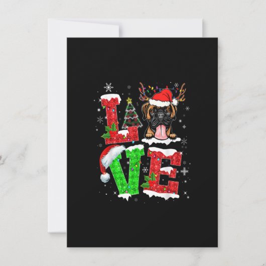 ボクサーおもしろいドッグツリークリスマスライトクリスマスパジャマ 招待状 (正面)