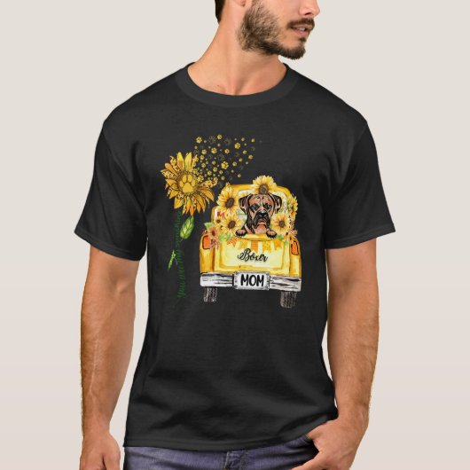 ボクサーおもしろいママひまわりドッグポー Tシャツ (正面)