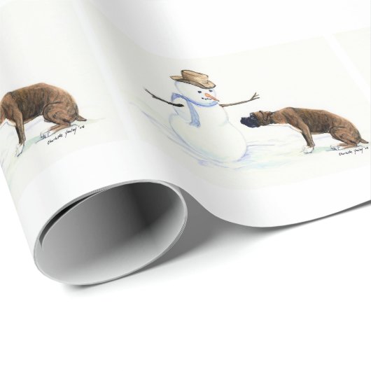 ボクサーおよび雪だるま犬の芸術の包装紙 ラッピングペーパー (ロールコーナー)