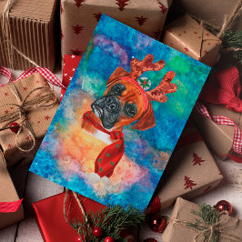 ボクサーが犬のクリスマスを育てる シーズンポストカード