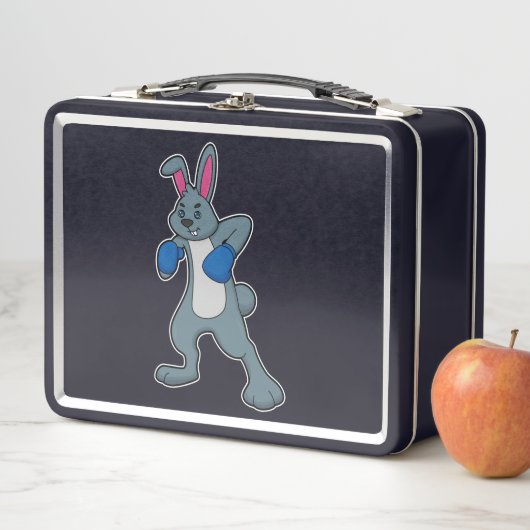 ボクサーとしてのウサギとボクシング手袋 メタルランチボックス (インサイチュ)