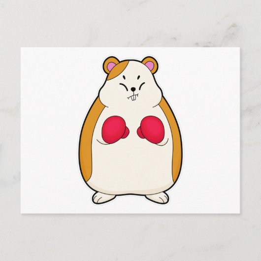 ボクサーとしてのハムスターボクシング手袋 ポストカード (正面)