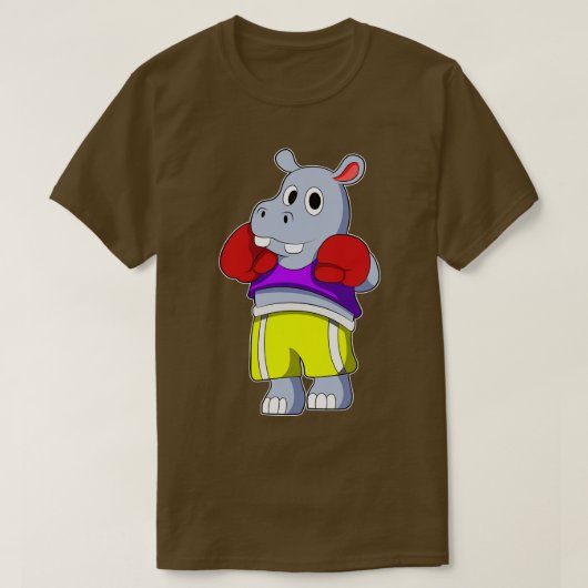 ボクサーとしてのヒッポボクシング手袋 Tシャツ (デザイン正面)