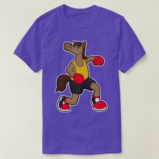 ボクサーとしてのボクシング手袋付き馬 Tシャツ (デザイン正面)