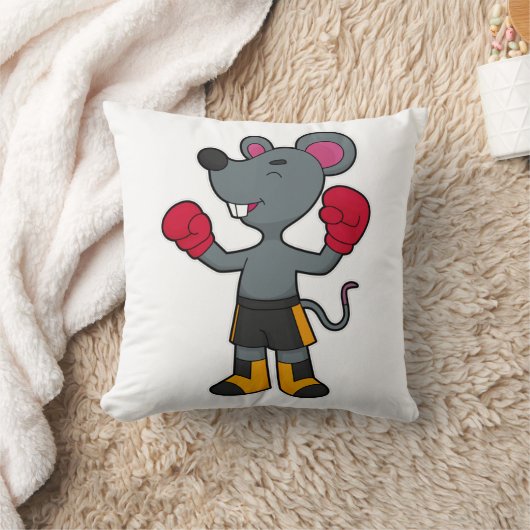 ボクサーとしてのマウスとボクシング手袋 クッション (ブランケット)
