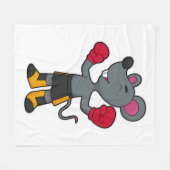 ボクサーとしてのマウスとボクシング手袋 フリースブランケット (正面(横))