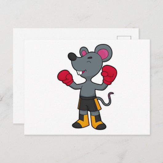 ボクサーとしてのマウスとボクシング手袋 ポストカード (正面/裏面)