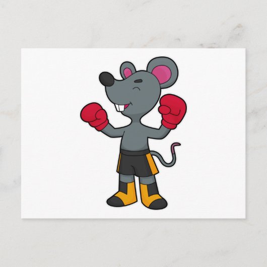 ボクサーとしてのマウスとボクシング手袋 ポストカード (正面)