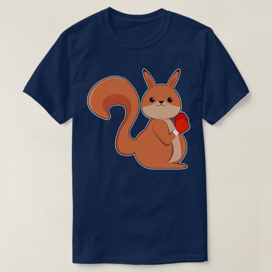 ボクサーとしてのリスとボクシング手袋 Tシャツ (デザイン正面)