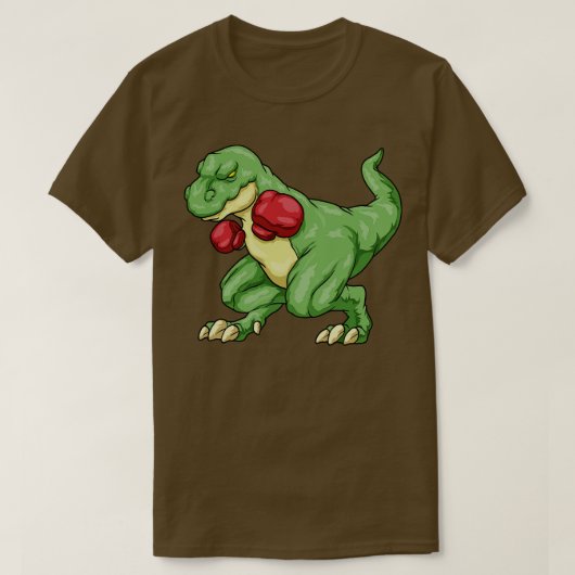 ボクサーとしての恐竜とボクシング手袋 Tシャツ (デザイン正面)