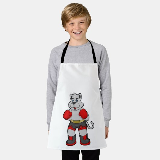 ボクサーとしての犬とボクシング手袋 エプロン (着用した状態)