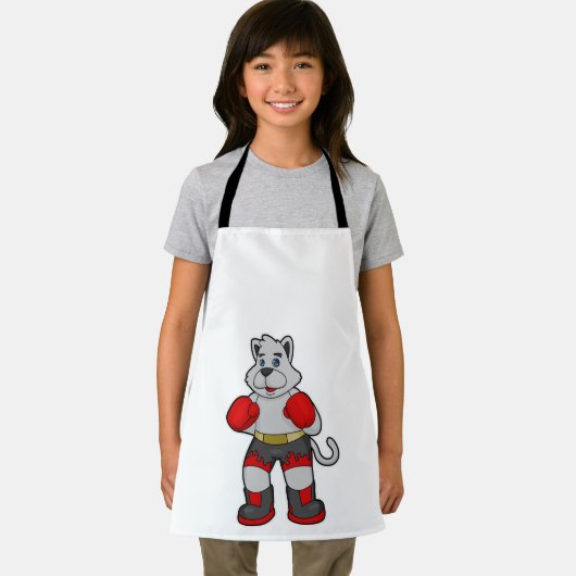 ボクサーとしての犬とボクシング手袋 エプロン (インサイチュ)