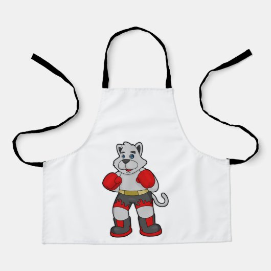 ボクサーとしての犬とボクシング手袋 エプロン (正面)