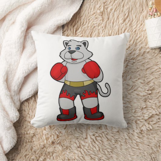 ボクサーとしての犬とボクシング手袋 クッション (ブランケット)