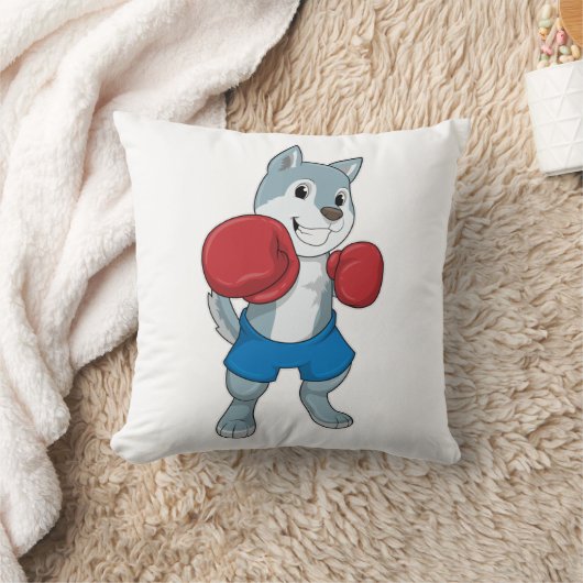 ボクサーとしての犬とボクシング手袋 クッション (ブランケット)