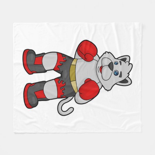 ボクサーとしての犬とボクシング手袋 フリースブランケット (正面(横))