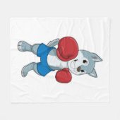 ボクサーとしての犬とボクシング手袋 フリースブランケット (正面(横))